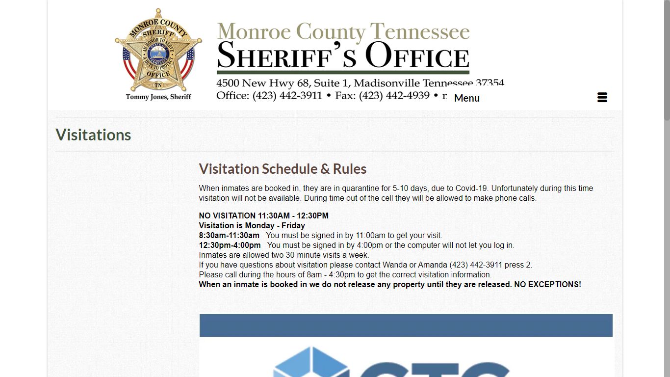 Visitations - Monroe County Tennessee Sheriff's Office