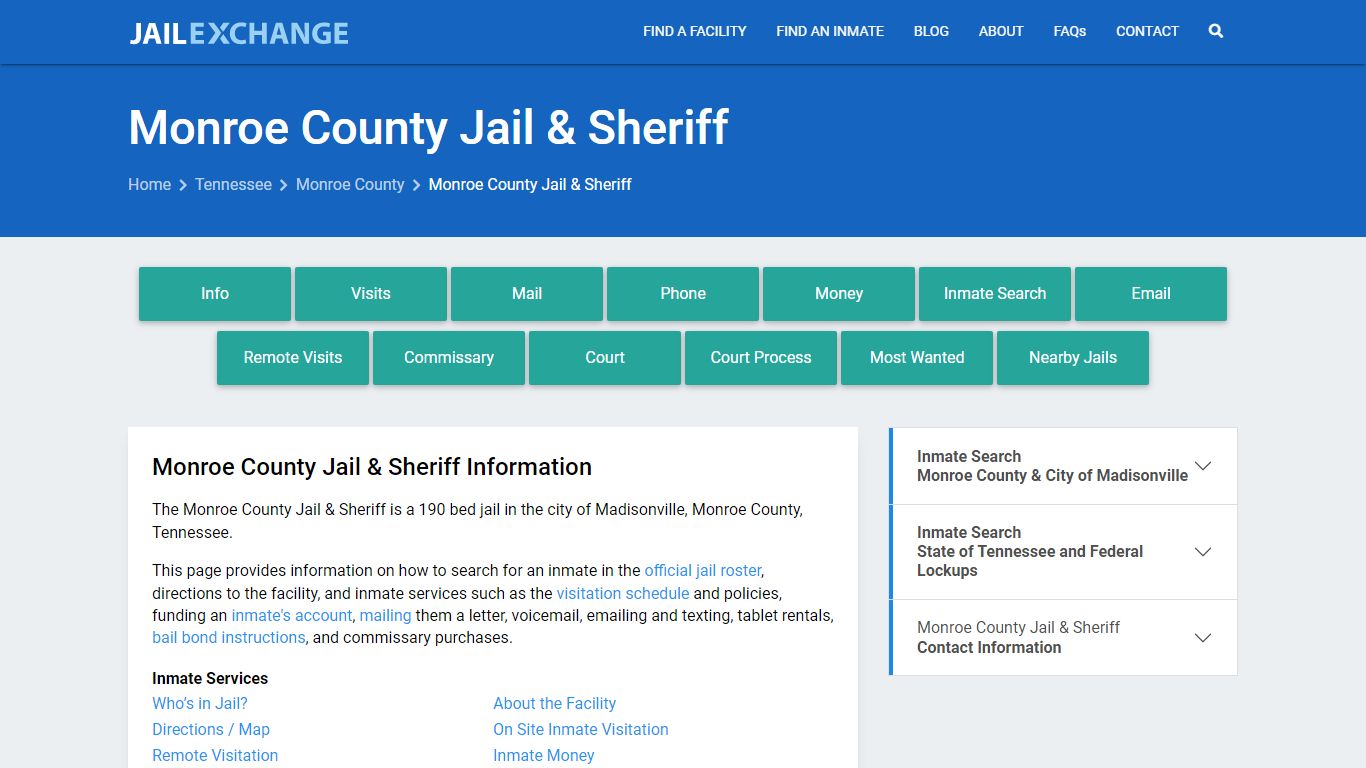 Monroe County Jail & Sheriff, TN Inmate Search, Information